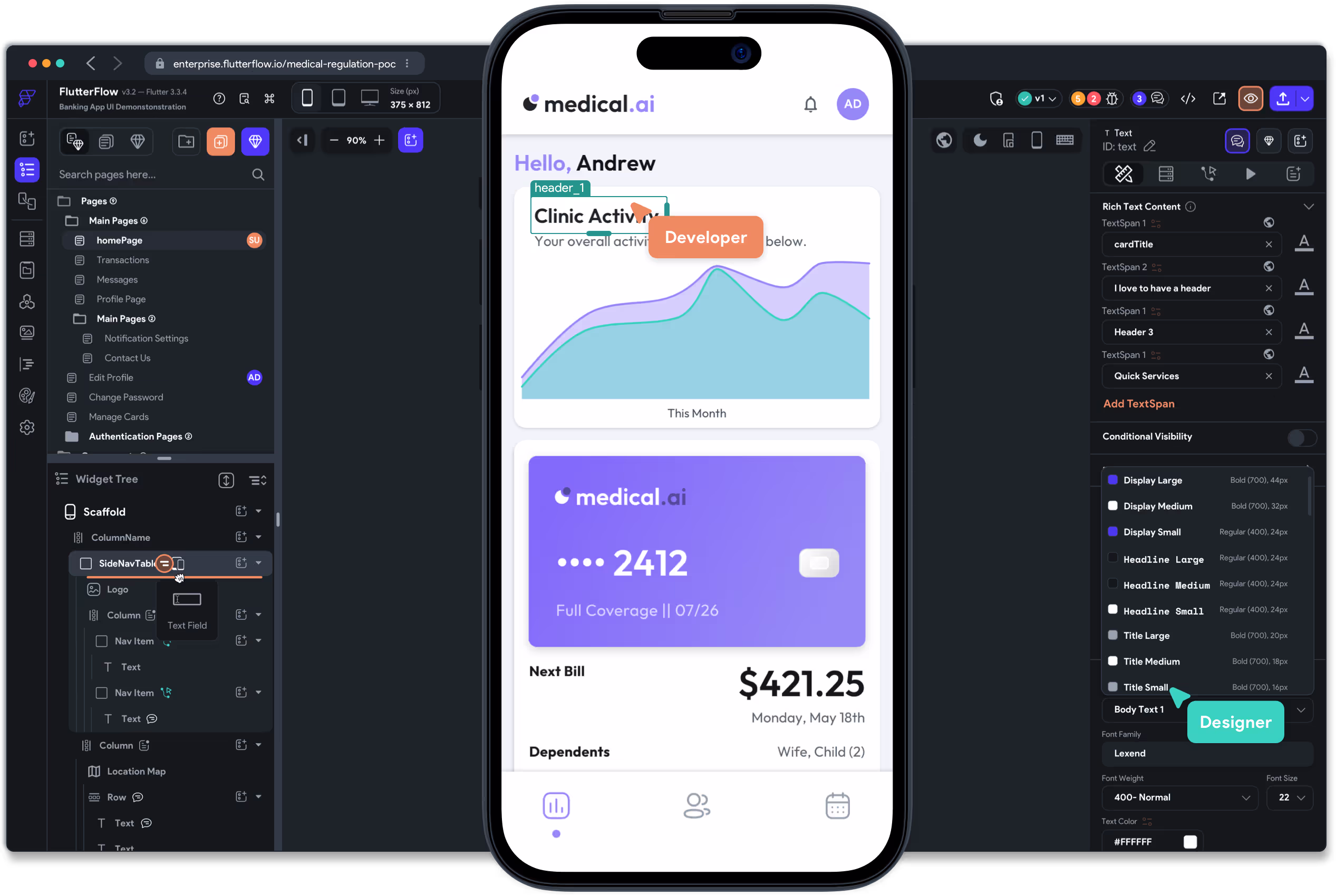 FlutterFlow app builder