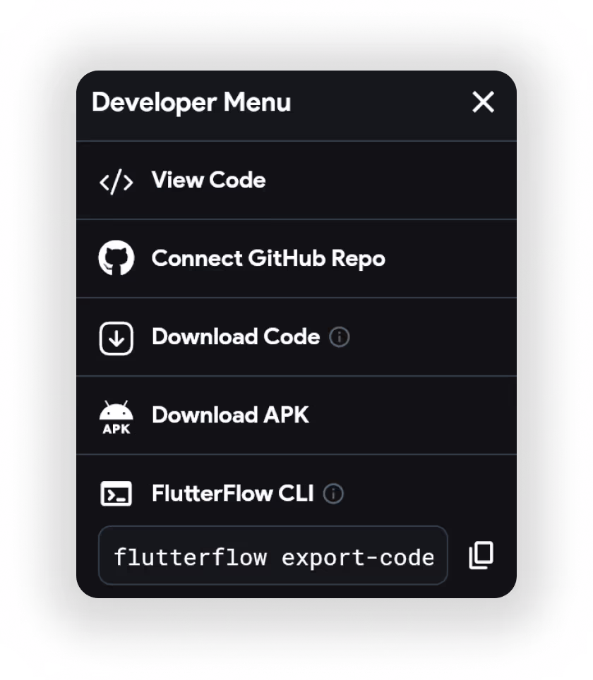 Developer menu